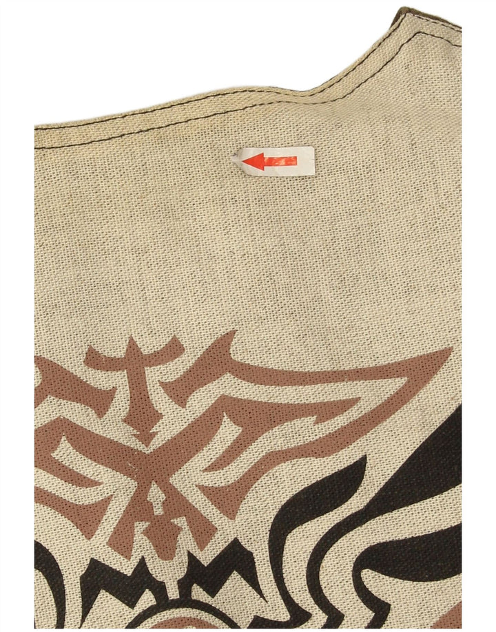 Vintage Mens Graphic Waistcoat Large Khaki