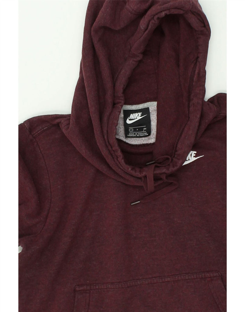 NIKE Womens Hoodie Jumper UK 10 Small Burgundy Cotton | Vintage Nike | Thrift | Second-Hand Nike | Used Clothing | Messina Hembry 