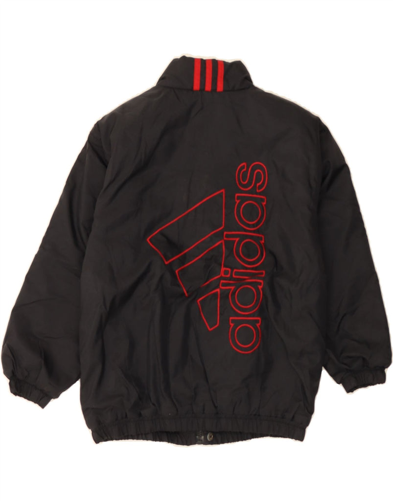 ADIDAS Boys Graphic Windbreaker Coat 4-5 Years Large Black Nylon Vintage Adidas and Second-Hand Adidas from Messina Hembry 