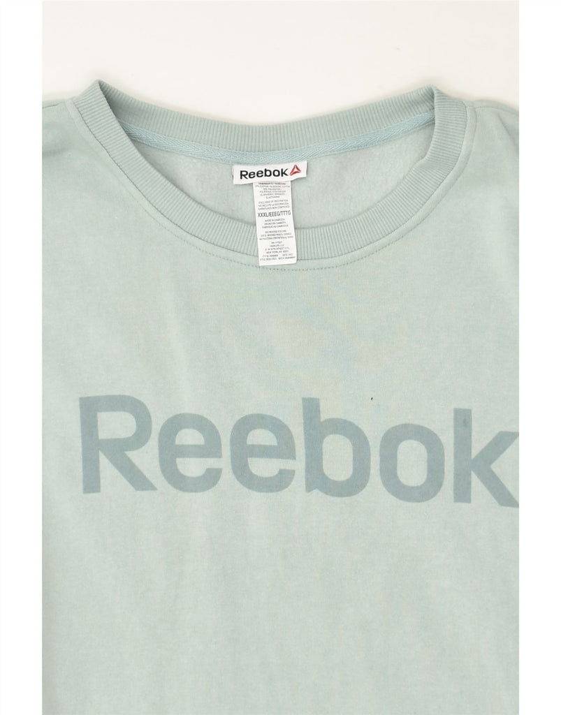 REEBOK Womens Graphic Sweatshirt Jumper UK 22 3XL Blue Cotton | Vintage Reebok | Thrift | Second-Hand Reebok | Used Clothing | Messina Hembry 