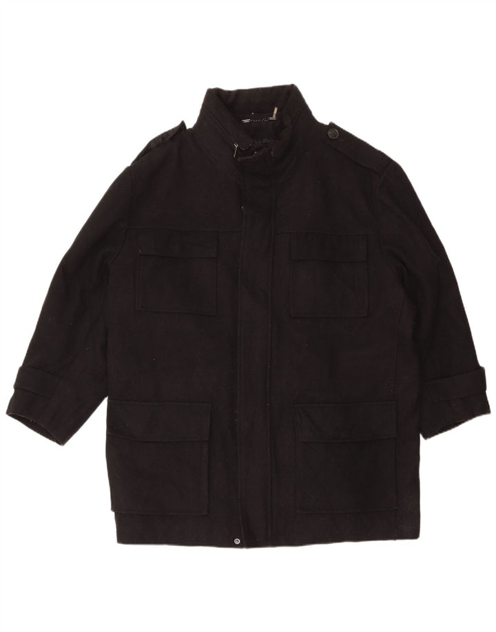 Calvin Klein Mens Military Jacket UK 42 XL Black Wool