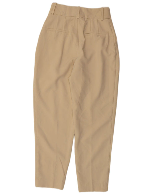 Zara Womens Tapered Chino Trousers Small W26 L27 Beige Polyester