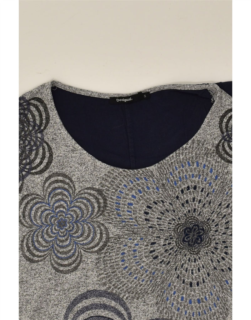 DESIGUAL Womens Top 3/4 Sleeve UK 10 Small Grey Colourblock | Vintage Desigual | Thrift | Second-Hand Desigual | Used Clothing | Messina Hembry 