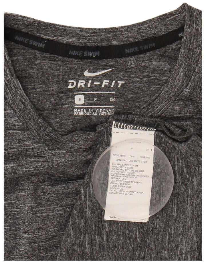 NIKE Mens Top Long Sleeve Small Grey Flecked Polyester