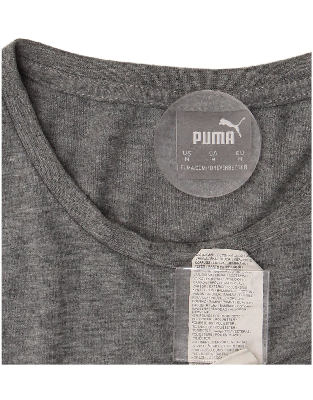 PUMA Mens Graphic T-Shirt Top Medium Grey Flecked Cotton