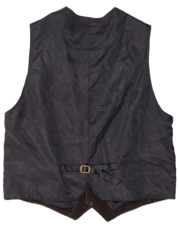 James Dillon Mens Suede Waistcoat Large Brown Leather
