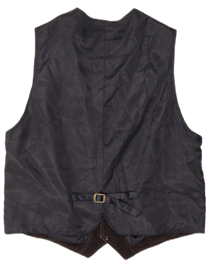 James Dillon Mens Suede Waistcoat Large Brown Leather