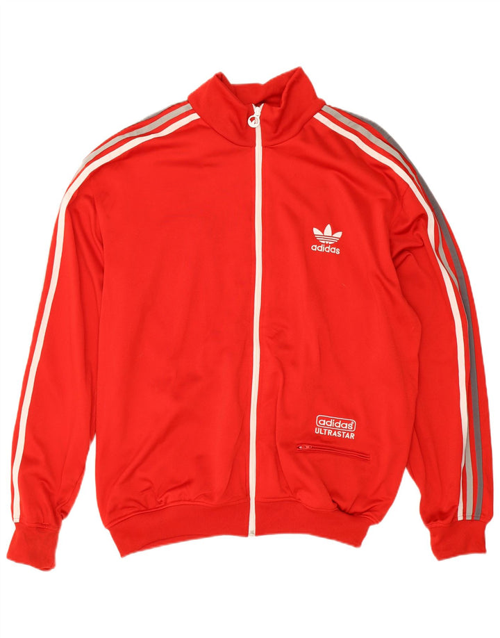 Adidas Mens Graphic Tracksuit Top Jacket Large Red Polyester