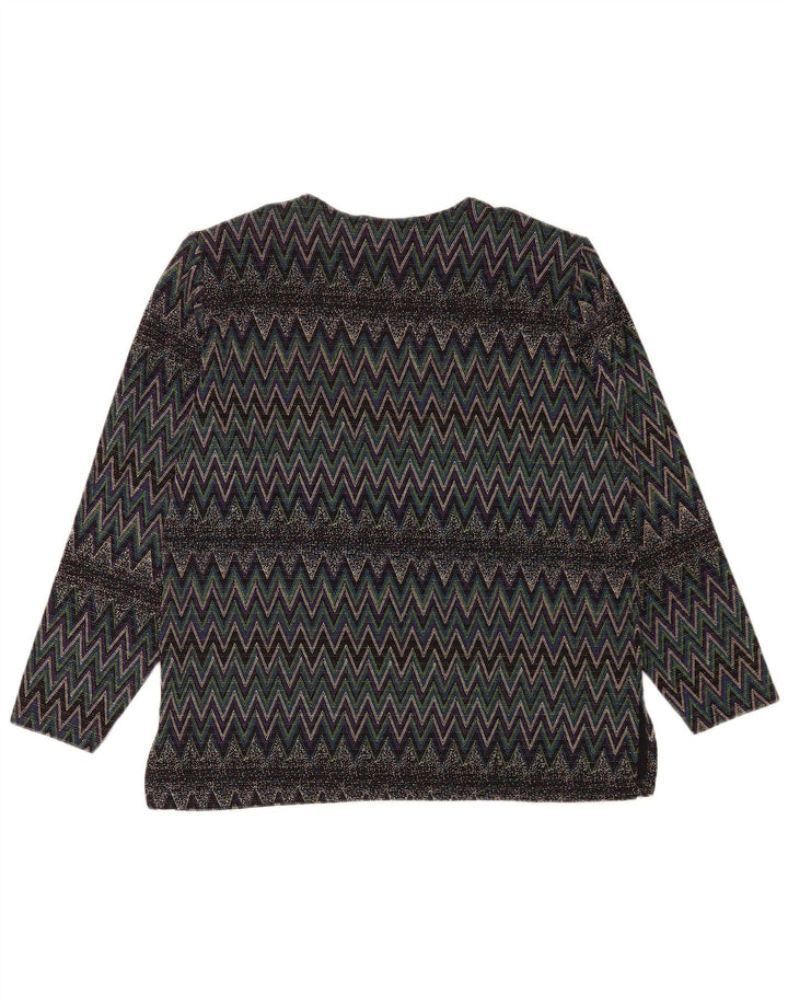 Vintage Womens Long Sleeve Blouse Top UK 16 Large Multicoloured Chevron