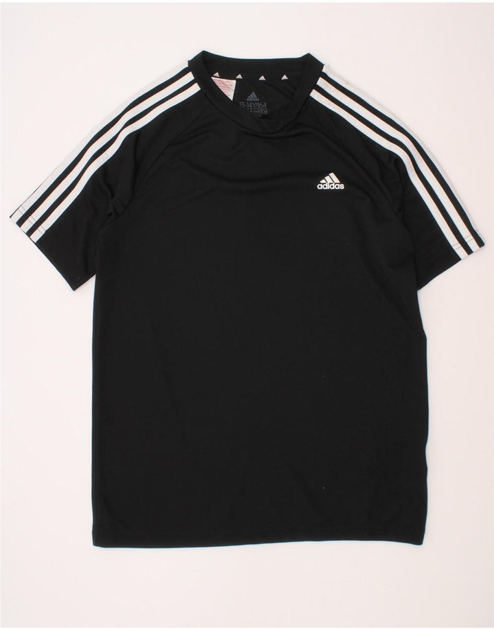 Adidas Boys Aeroready T-Shirt Top 13-14 Years Black Polyester