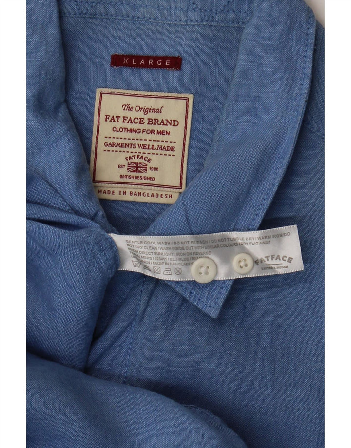 Fat Face Mens Casual Fit Shirt XL Blue Linen