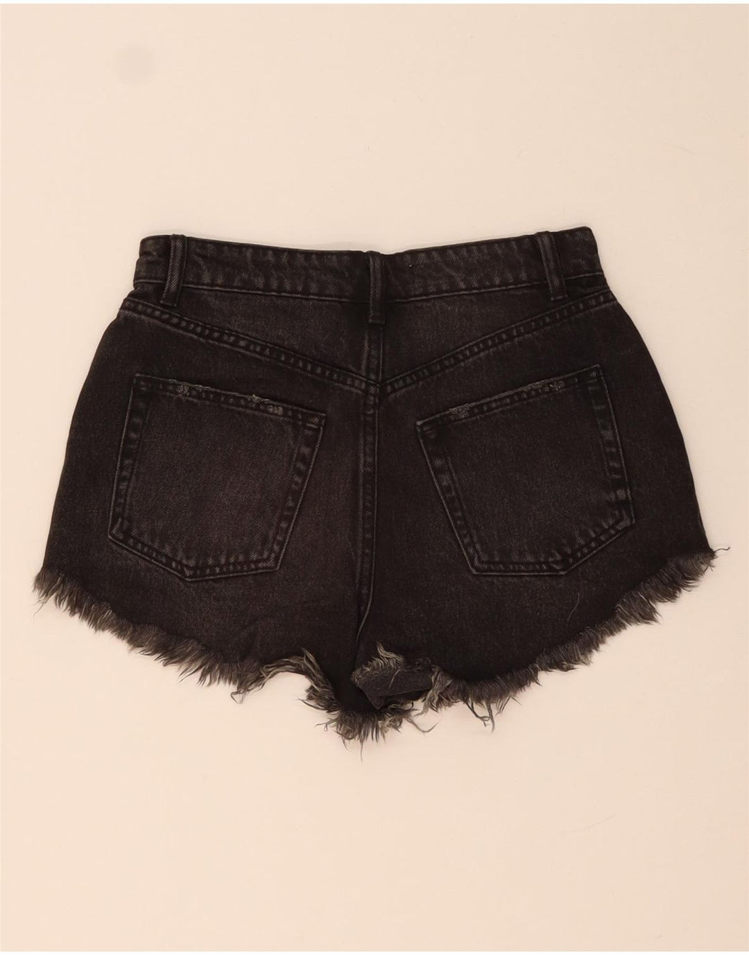 ZARA Womens Distressed Denim Shorts EU 34 2XS W24  Black
