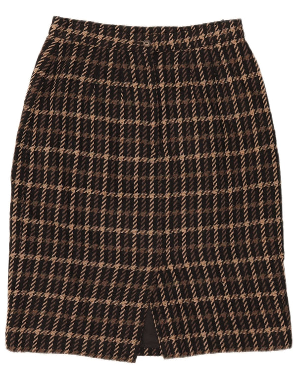 Marks & Spencer Womens Pencil Skirt UK 14 Medium W28  Brown Check Acrylic