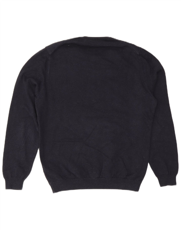 Massimo Dutti Mens Crew Neck Jumper Sweater Medium Navy Blue Cotton