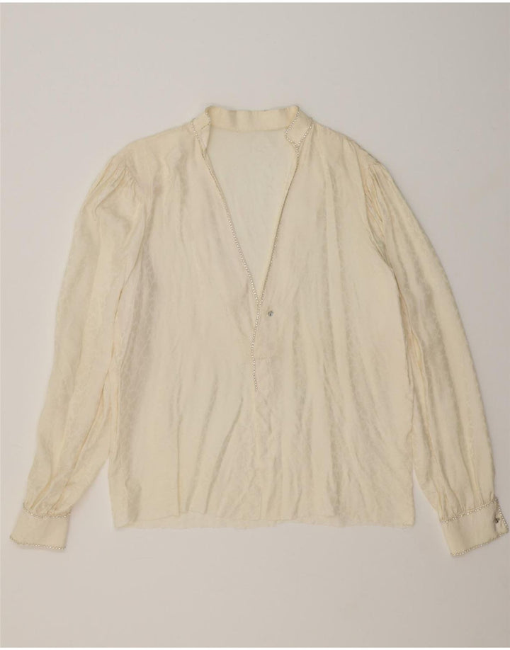 VINTAGE Womens Shirt Blouse UK 18 XL Beige Vintage Vintage and Second-Hand Vintage from Messina Hembry 