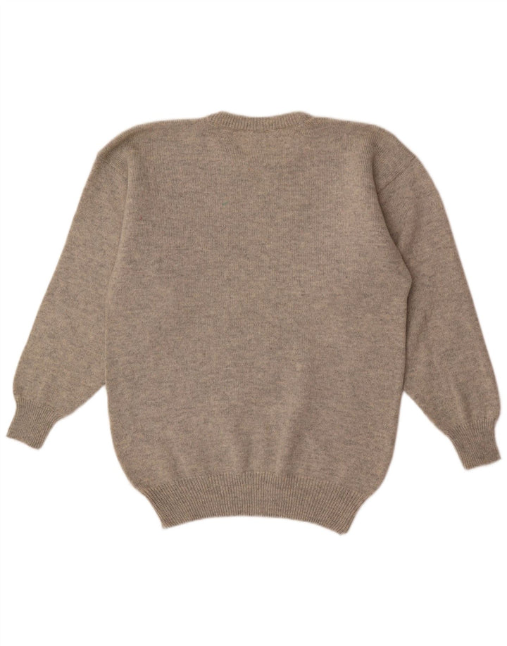 Shetland Jeneros Mens Crew Neck Jumper Sweater Medium Grey Geometric