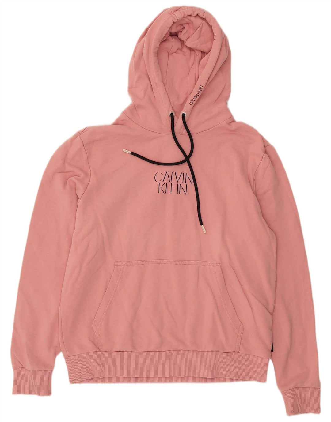 CALVIN KLEIN Mens Graphic Hoodie Jumper Medium Pink Cotton