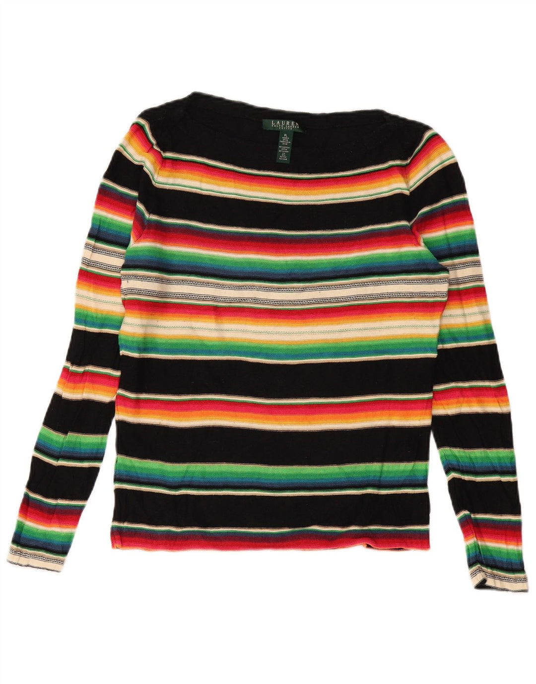 RALPH LAUREN Womens Boat Neck Jumper Sweater UK 16 Large Multicoloured