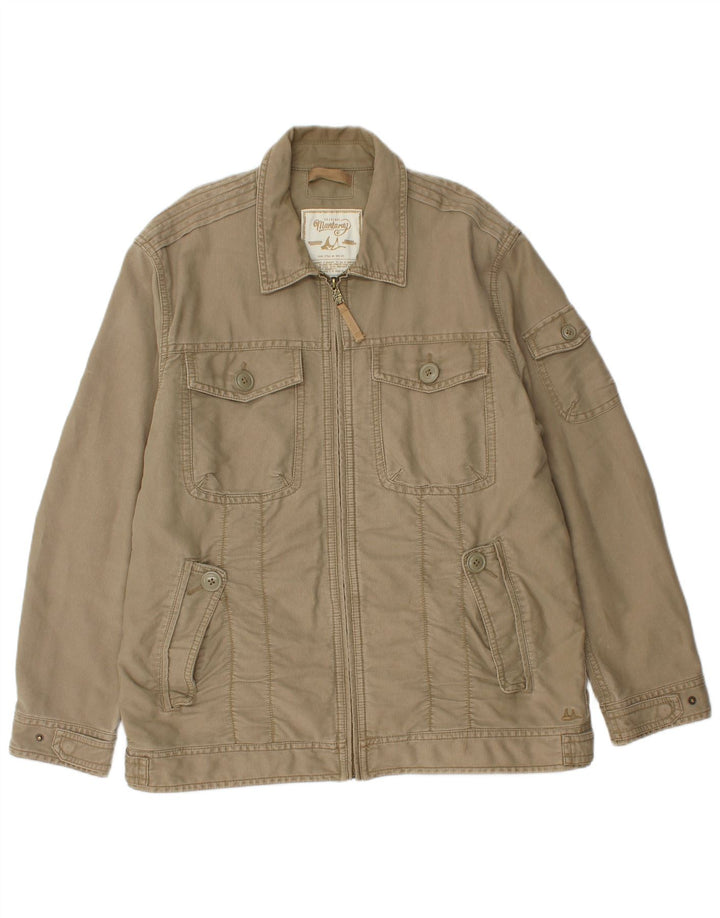 MANTARAY Mens Utility Jacket UK 40 Large Beige Cotton