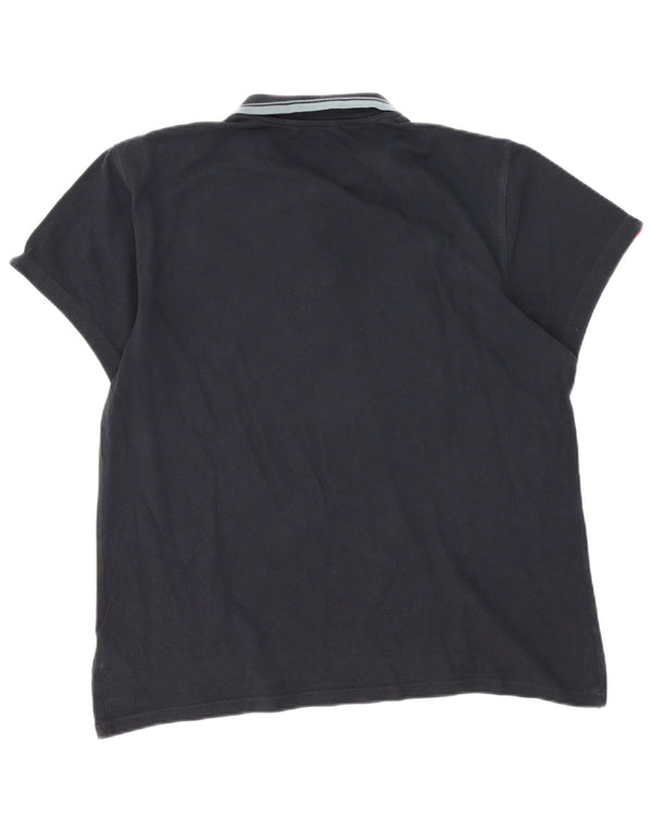 NEW BALANCE Mens Polo Shirt Large Black Cotton