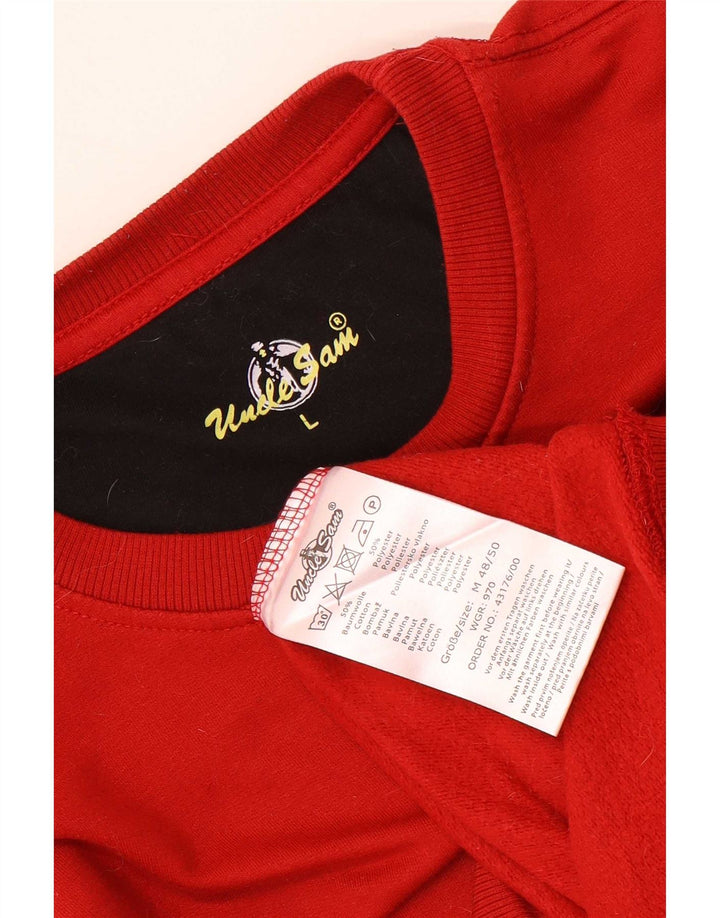 Uncle Sam Mens Graphic Sweatshirt Jumper Large Red Cotton