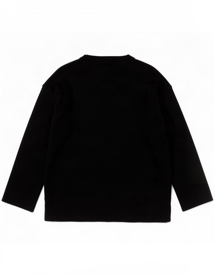 Massimo Dutti Womens V-Neck Jumper Sweater UK 10 Small Black Wool