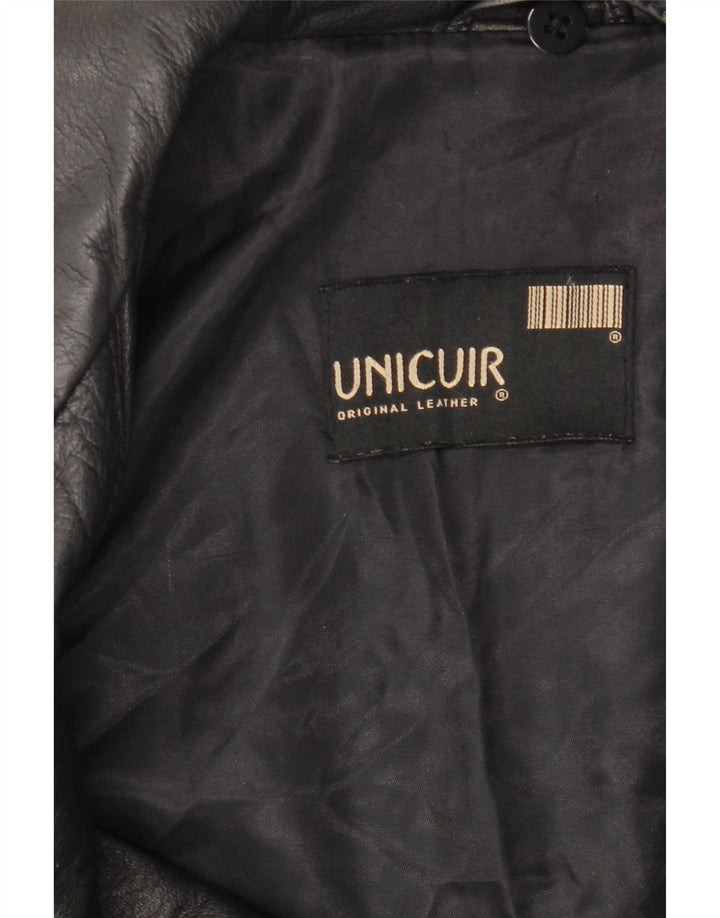 Vintage Womens Leather Coat IT 44 Medium Black