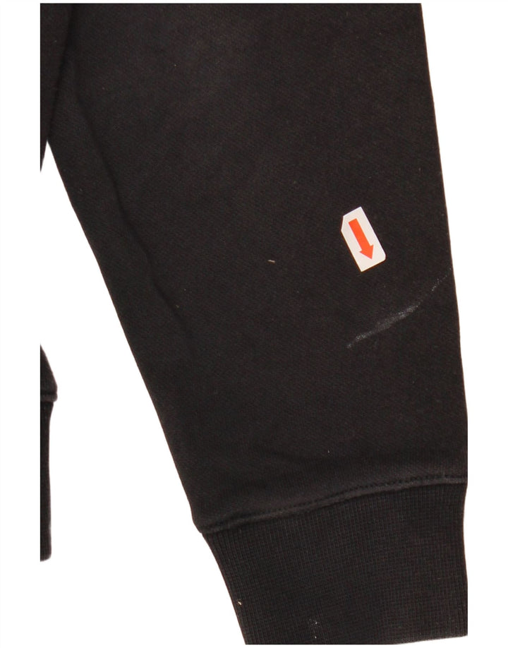 CHAMPION Womens Crop Oversized Hoodie Jumper UK 6 XS Black Cotton