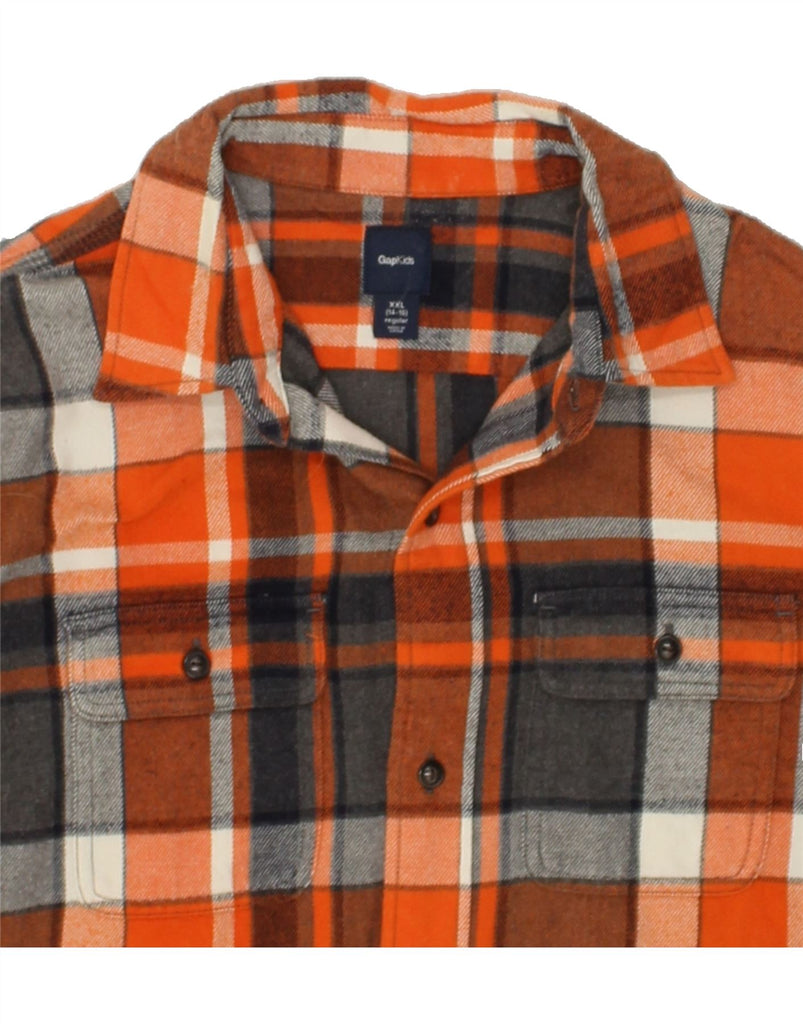 GAP Boys Flannel Shirt 14-15 Years 2XL Orange Check Cotton | Vintage Gap | Thrift | Second-Hand Gap | Used Clothing | Messina Hembry 