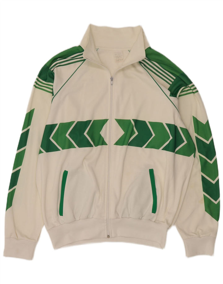 Vintage Mens Tracksuit Top Jacket 2XL White Colourblock Nylon