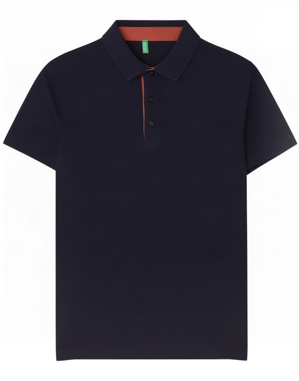 Benetton Mens Polo Shirt Medium Navy Blue Cotton