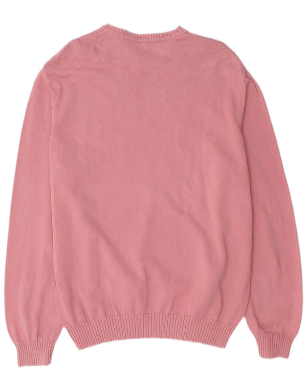 HUGO BOSS Mens Crew Neck Jumper Sweater Large Pink Cotton