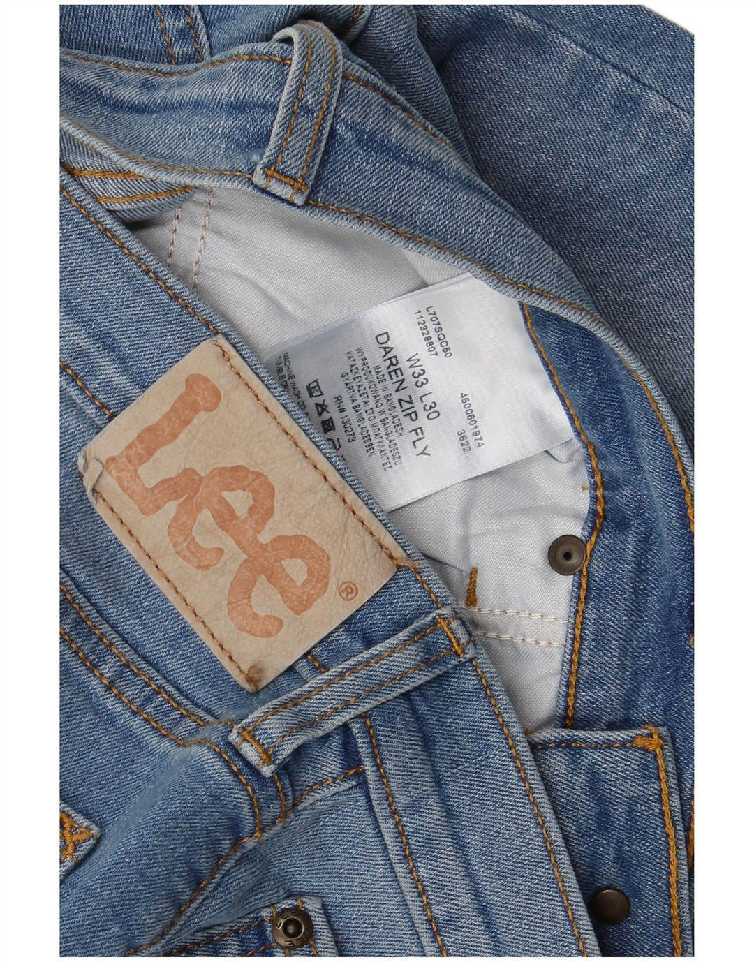Lee Womens Daren Zip Fly Straight Jeans W33 L30 Blue Cotton