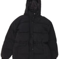 Topshop Womens Hooded Oversized Padded Jacket UK 8 Small Black Polyester