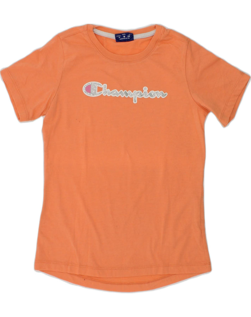 CHAMPION Girls T-Shirt Top 9-10 Years Medium Orange Cotton | Vintage Champion | Thrift | Second-Hand Champion | Used Clothing | Messina Hembry 