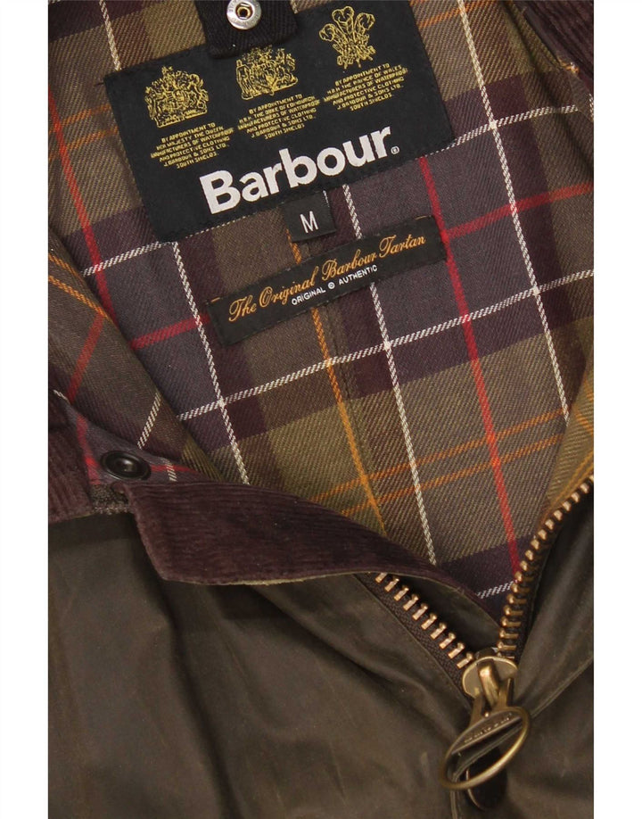 Barbour Mens Waxed Cotton Jacket UK 38 Medium Khaki Cotton