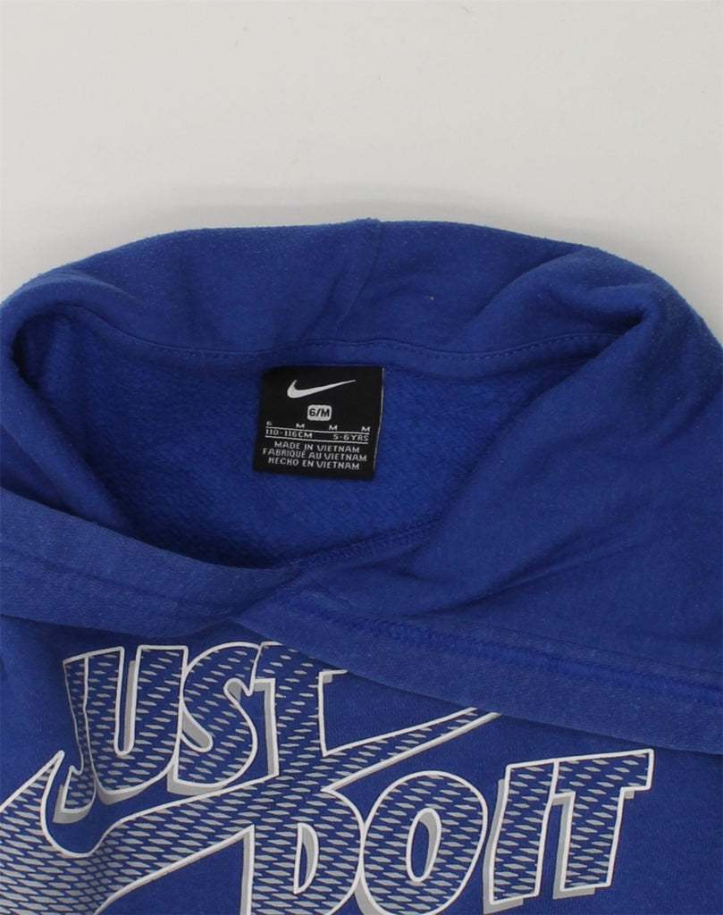 NIKE Boys Graphic Hoodie Jumper 5-6 Years Medium  Blue Cotton | Vintage Nike | Thrift | Second-Hand Nike | Used Clothing | Messina Hembry 