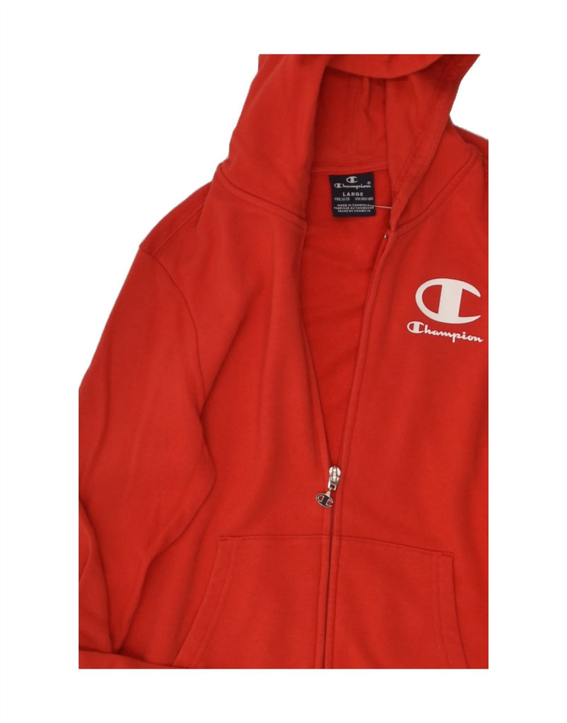 CHAMPION Boys Graphic Zip Hoodie Sweater 11-12 Years Large  Red Cotton | Vintage Champion | Thrift | Second-Hand Champion | Used Clothing | Messina Hembry 