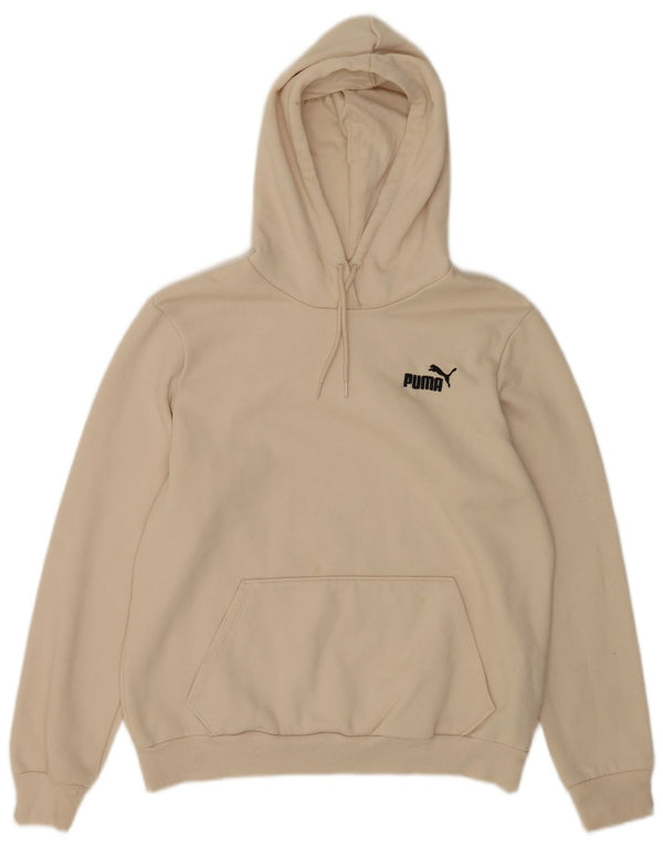 PUMA Womens Hoodie Jumper UK 16 Large Beige Cotton