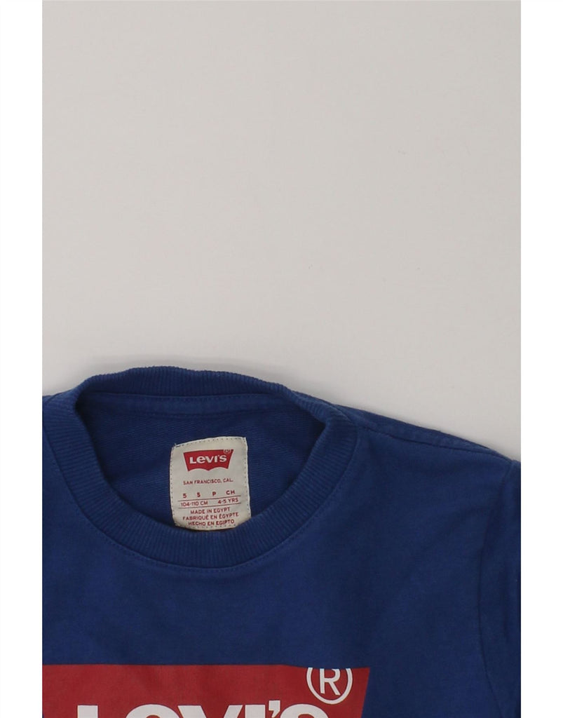 LEVI'S Boys Graphic Sweatshirt Jumper 4-5 Years Small  Blue Cotton | Vintage Levi's | Thrift | Second-Hand Levi's | Used Clothing | Messina Hembry 