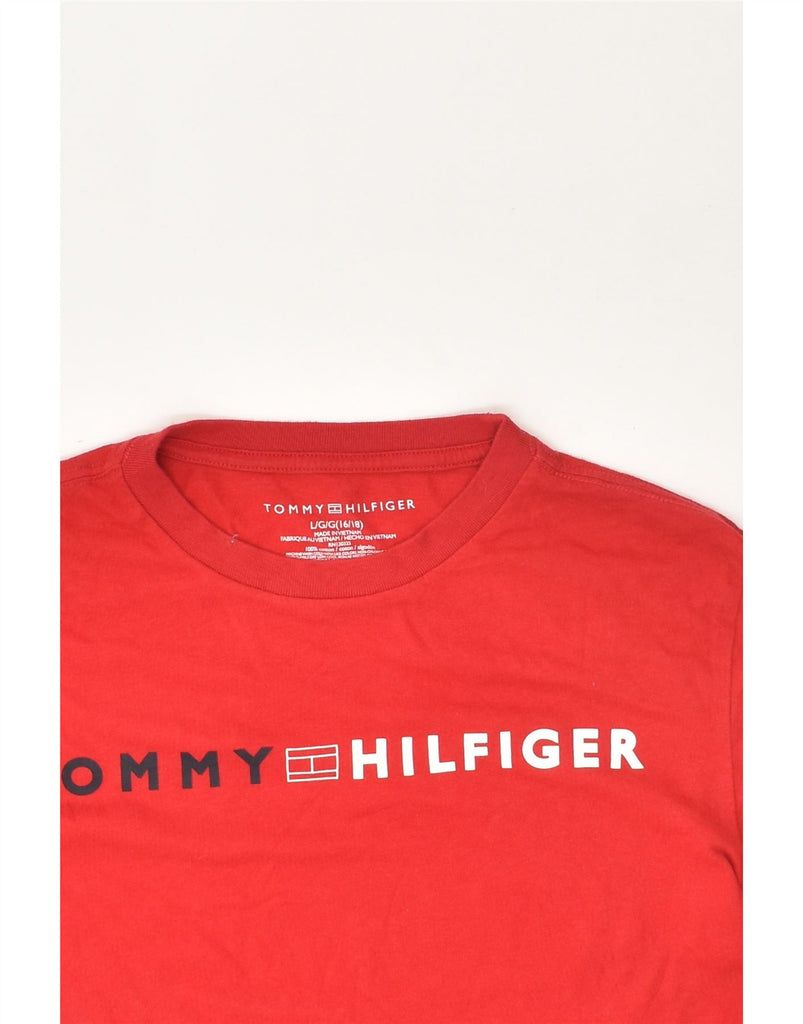 TOMMY HILFIGER Boys Graphic T-Shirt Top 15-16 Years Large Red Cotton | Vintage Tommy Hilfiger | Thrift | Second-Hand Tommy Hilfiger | Used Clothing | Messina Hembry 