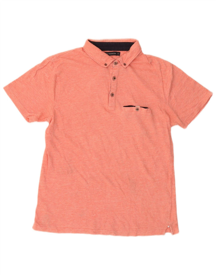 French Connection Mens Polo Shirt Medium Pink Flecked Cotton
