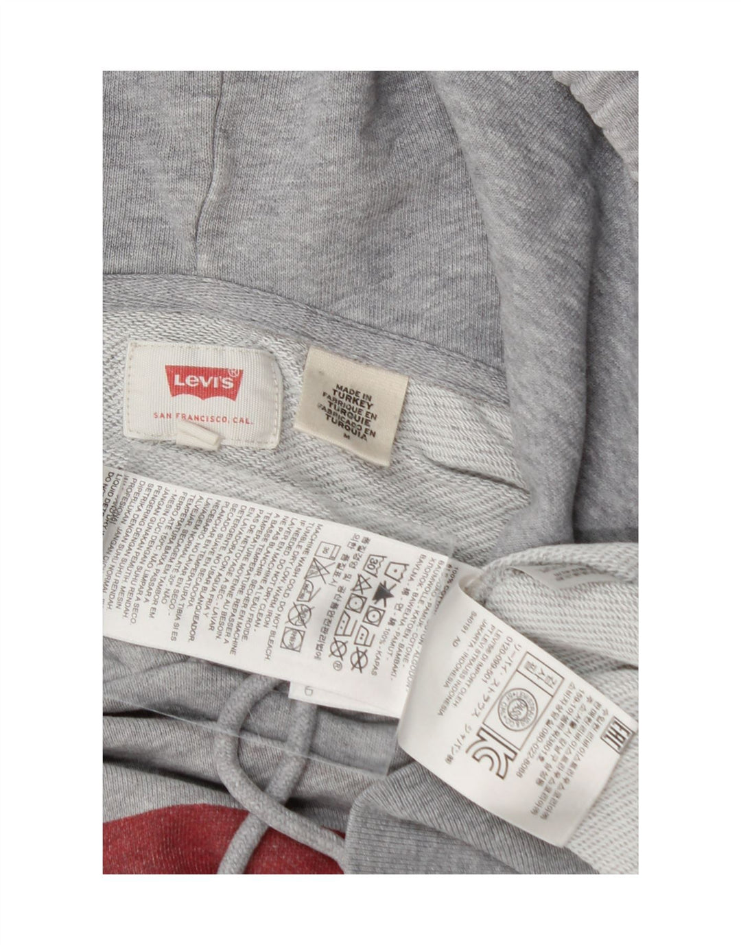 LEVI'S Mens Graphic Hoodie Jumper Medium Grey Cotton Vintage Levi's and Second-Hand Levi's from Messina Hembry 