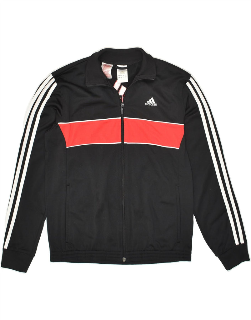 ADIDAS Boys Graphic Tracksuit Top Jacket 13-14 Years Black Colourblock | Vintage Adidas | Thrift | Second-Hand Adidas | Used Clothing | Messina Hembry 