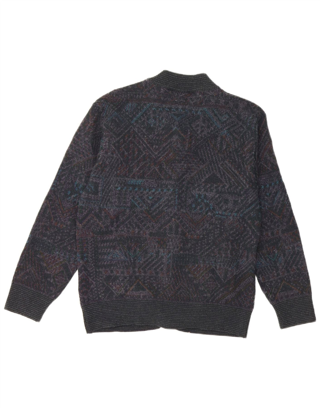Maglificio Mens Cardigan Sweater Small Grey Geometric Acrylic