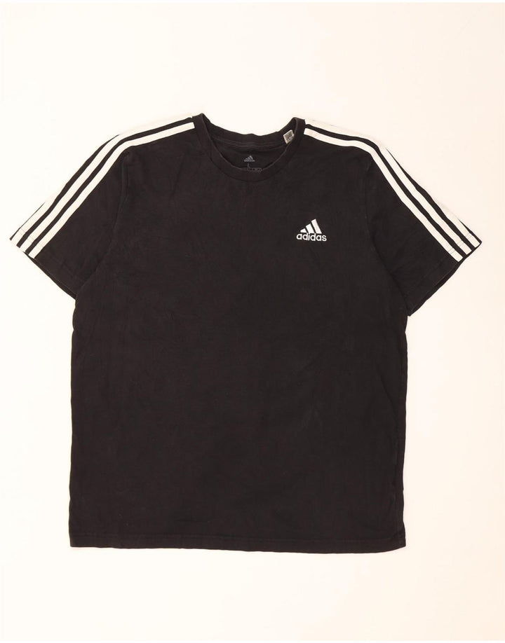 Adidas Mens T-Shirt Top Large Black Cotton
