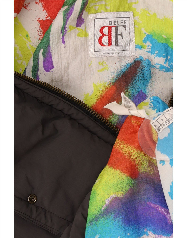 Belfe Womens Graphic Oversized Padded Jacket UK 14 Medium Grey Colourblock