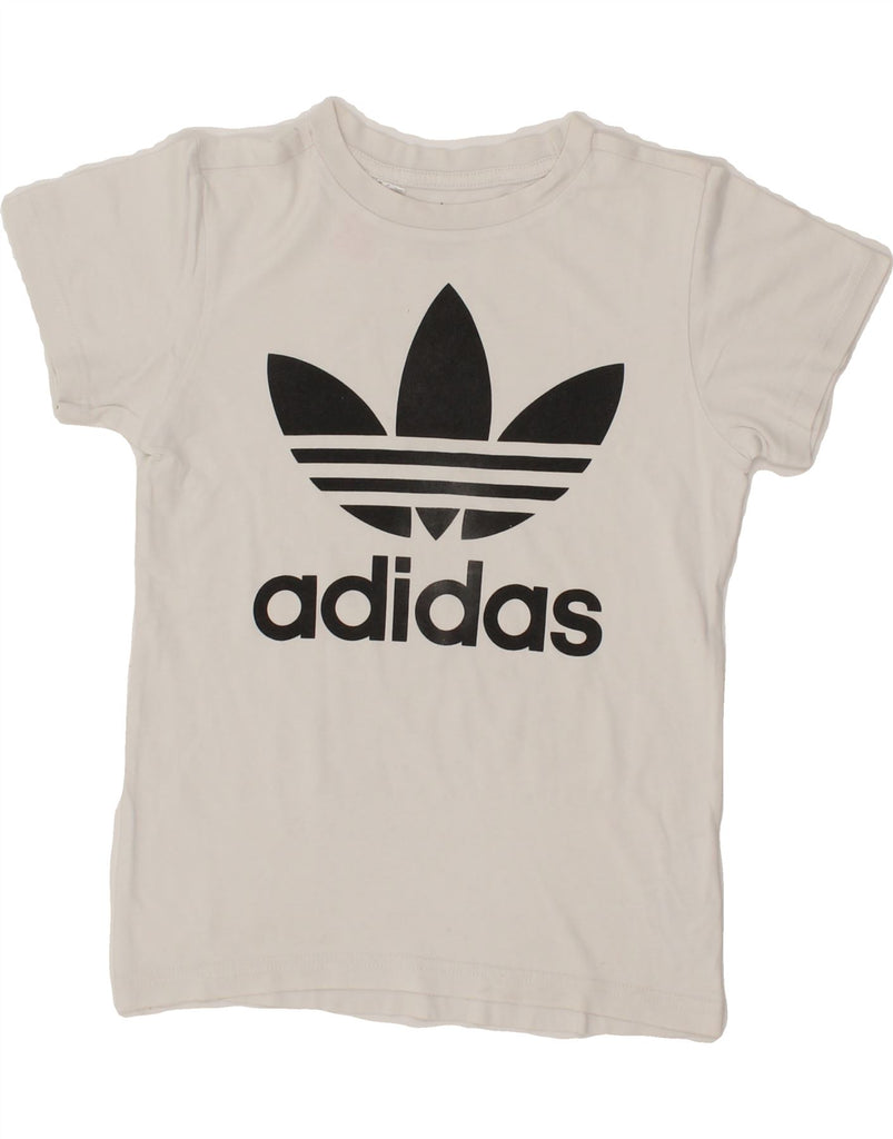ADIDAS Boys Graphic T-Shirt Top 8-9 Years White Cotton Vintage Adidas and Second-Hand Adidas from Messina Hembry 
