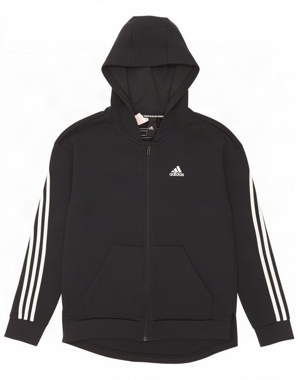 Adidas Boys Zip Hoodie Sweater 14-15 Years Black Cotton
