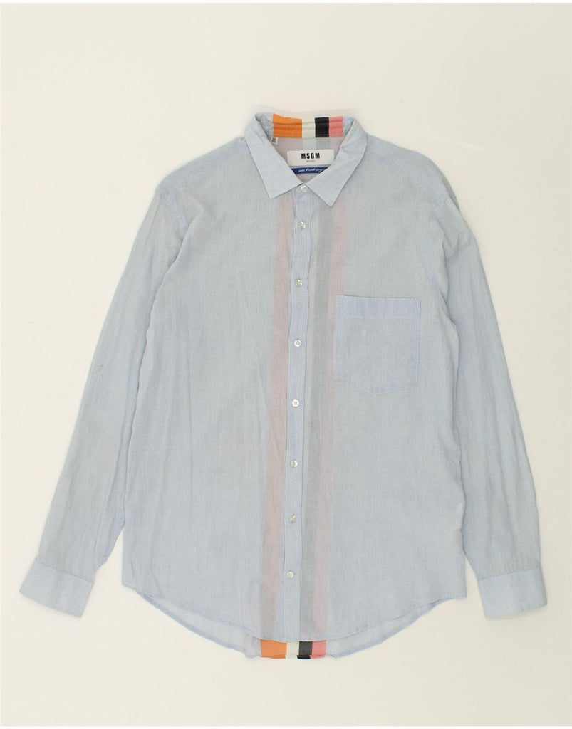 MSGM Mens Shirt Size 15 1/2 40 Medium Blue Striped Cotton Vintage MSGM and Second-Hand MSGM from Messina Hembry 